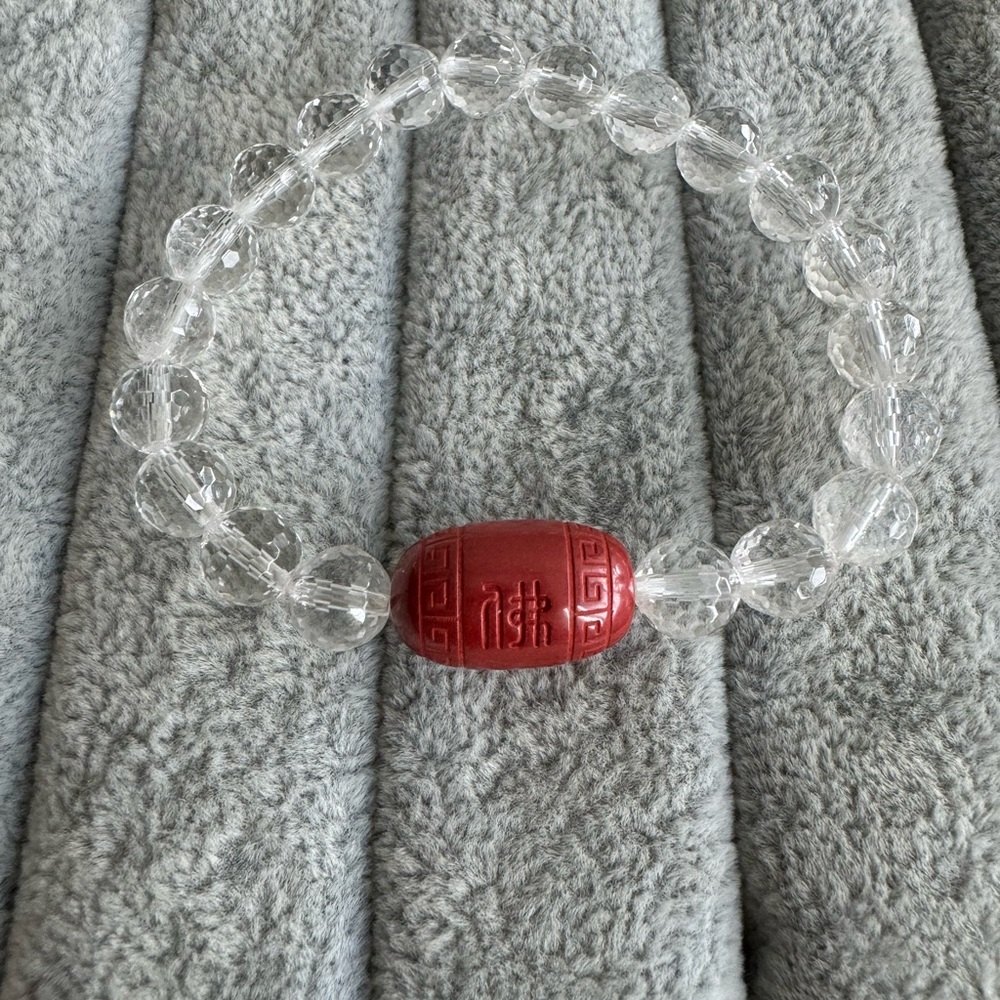 Cinnabar Buddhist beads ➕ white crystal bracelet